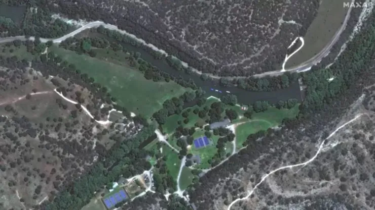 Mapa satelital de las inundaciones en Texas, Estados Unidos.