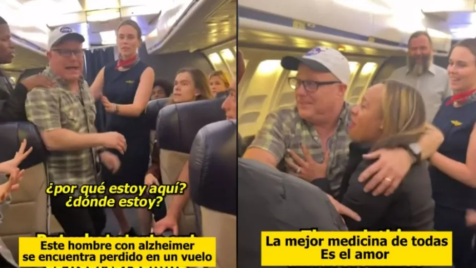 hombre con alzheimer en avión