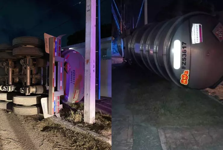 ÚLTIMA HORA: Reportan volcadura de una pipa de combustible en Chetumal; autoridades en el lugar