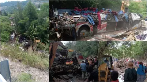 Autobús de pasajeros cae a un barranco en Oaxaca; reportan 26 muertos