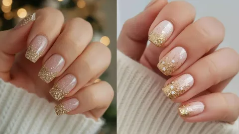 19 ideas de uñas nude con brillos: se ven hermosas en cortas o largas y serás la sensación en Navidad.