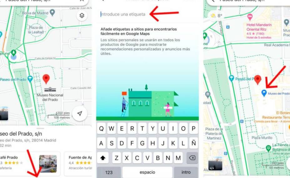 guardar etiqueta en google maps