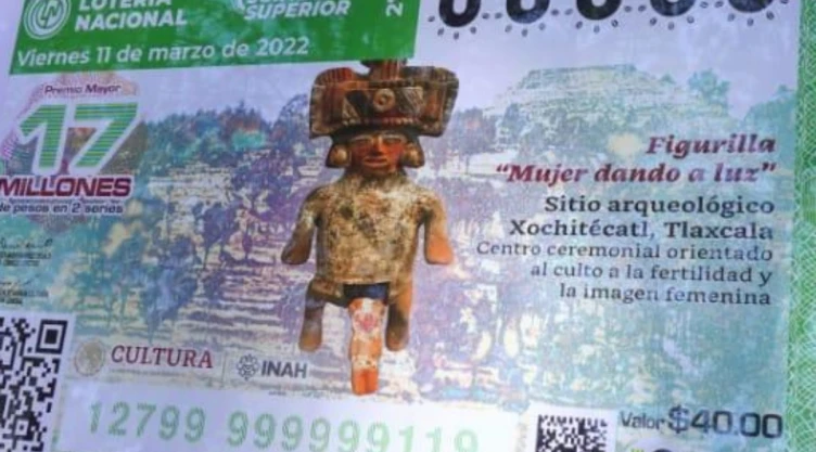 Lotería Nacional billete figurilla dando a luz
