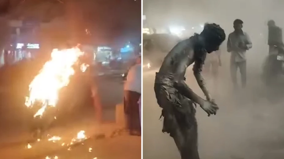 Hombre se prende fuego hospital India.png