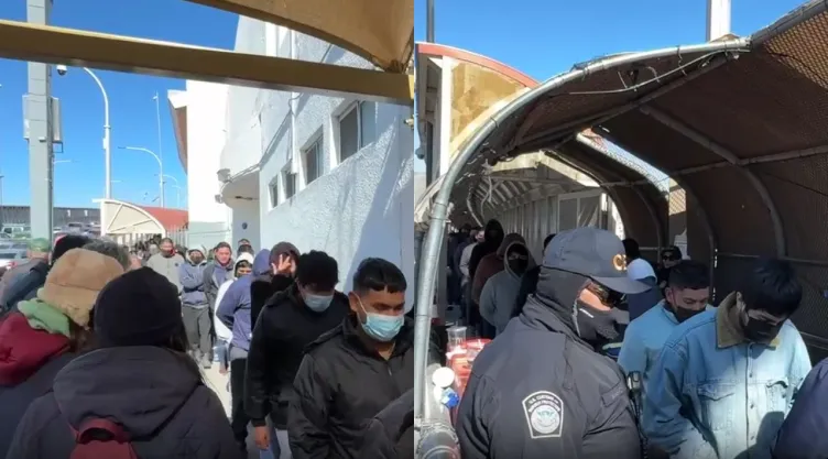 Migrantes deportados a través del puente internacional Paso del Norte en Ciudad Juárez, Chihuahua.