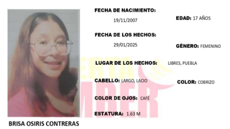 Brisa Osiris Contreras desaparecida Puebla