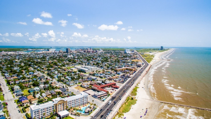 Vista aérea de Galveston, Texas