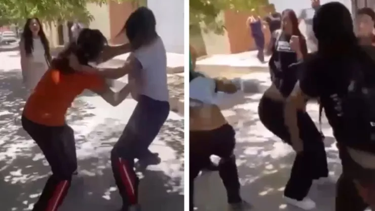 VIDEO: Captan fuerte pelea entre alumnas de secundaria; una madre intervino a golpes
