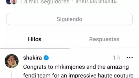 shakira perfil en threads