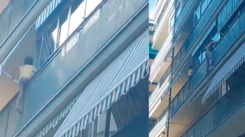 VIDEO: Un albañil brasileño rescata a un menor a punto de caer de un balcón en Alicante, España