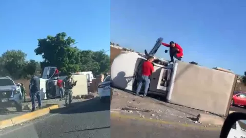 Se vuelca camioneta en la Costerita