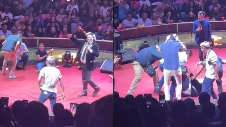 VIDEO: Brincos Dieras sufre fuerte caída tras ser tacleado en pleno show