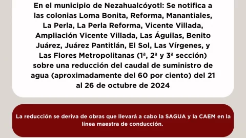 Corte de agua en Neza octubre 2024