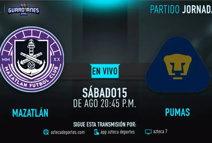 EN VIVO: Mazatlán FC vs Pumas UNAM en Guardianes 2020