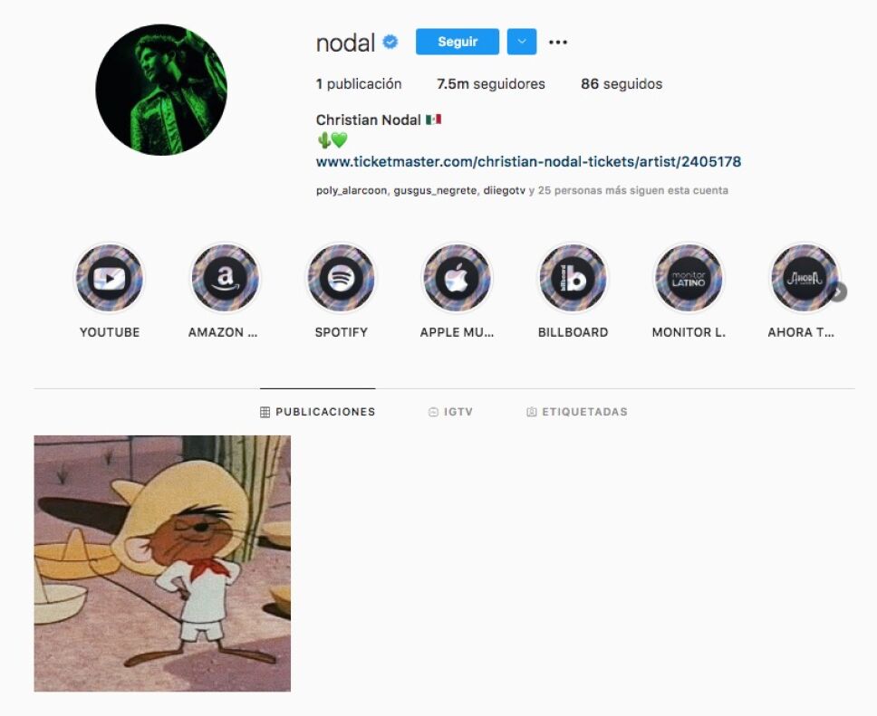 perfil de christian nodal sin fotos y sin seguir a belinda