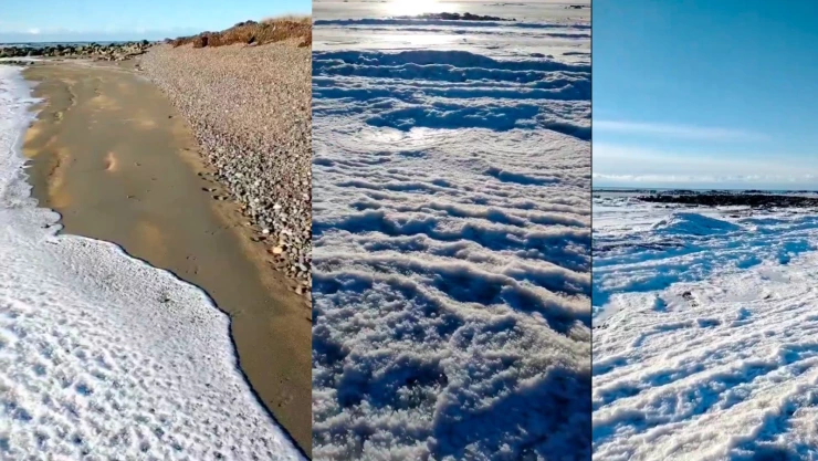 Olas de mar se congelan por el frío extremo en Tierra del Fuego ¡DE PELÍCULA!