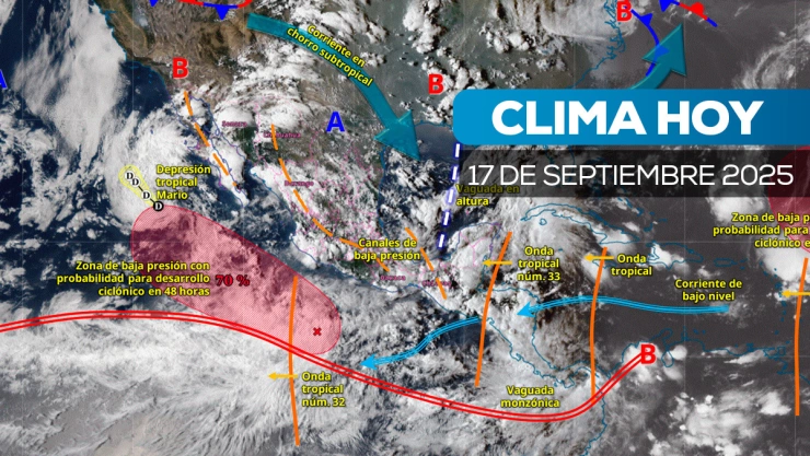 México bajo aviso: Ciclón “Mario” provocará lluvias intensas y oleaje elevado hoy 17 de septiembre