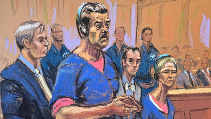 El presidente venezolano capturado, Nicolás Maduro, y su esposa, Cilia Flores, asisten a su comparecencia ante los abogados defensores Barry Pollack y Mark Donnelly para enfrentar cargos federales en Estados Unidos.