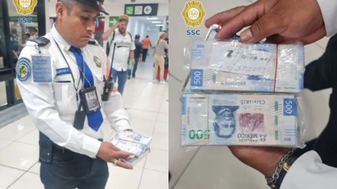 Entregan dinero en efectivo extraviado en el AICM a su propietario