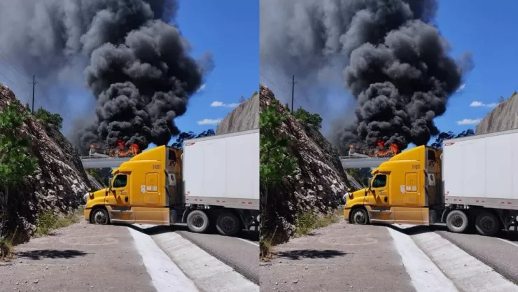 Se incendia tráiler en la caseta Coscomate en maxipista Mazatlán- Durango..jpg