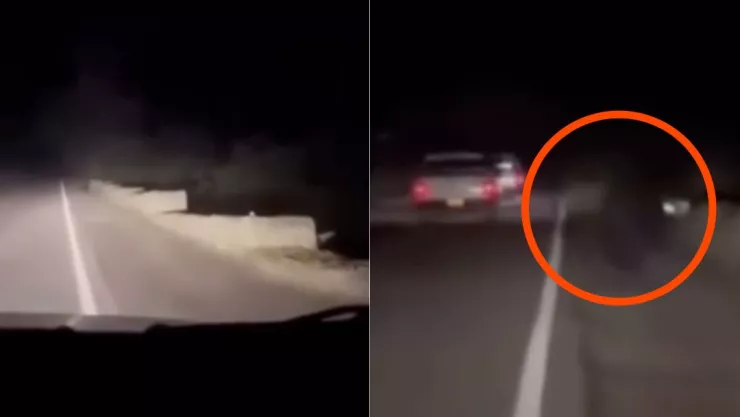 Captan escalofriante figura en una carretera durante un accidente de tránsito