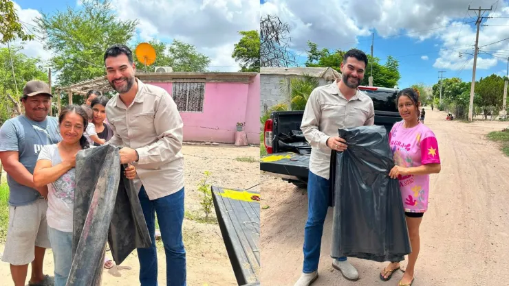 Diputado de Morena entrega lonas negras a habitantes de Ahome. .jpg