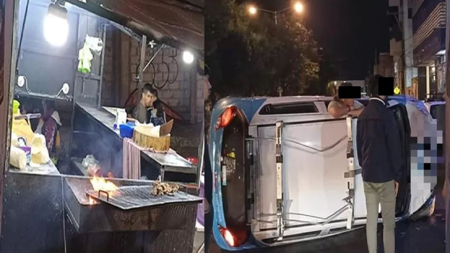 choca y destruye negocio de tacos en Puebla