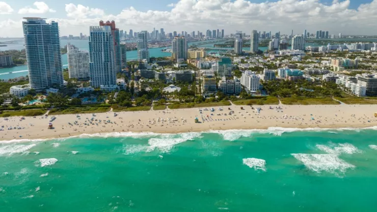 Vista aérea de South Beach, en Florida.