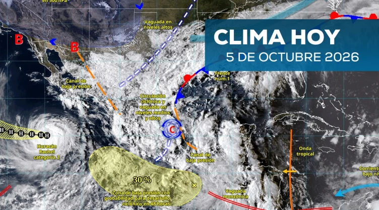 Mapa de México que muestra el clima en México este 5 de octubre