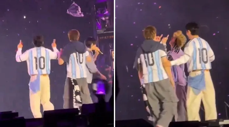 Integrantes de BTS rinden tributo a Messi durante concierto