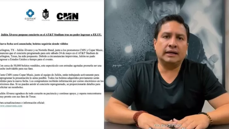 Julion Álvarez cancelan visa concierto Texas