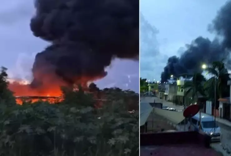 Incendio en chatarrería de Puerto Aventuras provoca enorme columna de humo.jpg
