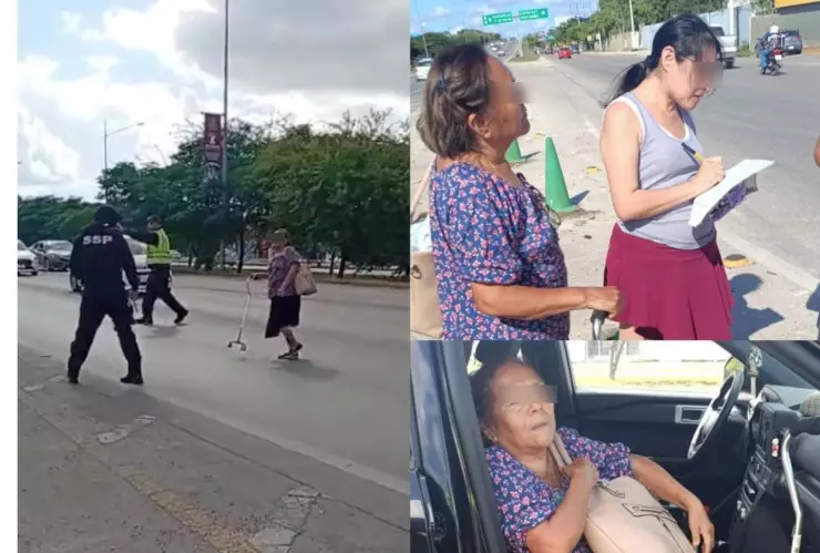 Adulta mayor perdida en el Periférico de Mérida es rescatada por policías