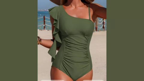 traje de baño de una pieza verde olivo