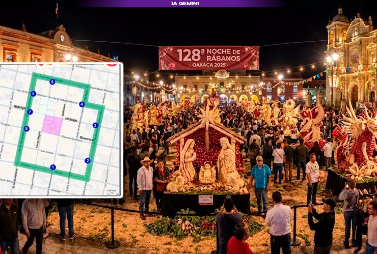 Cierres viales en Oaxaca hoy 23 de diciembre por la Noche de Rábanos 2025 y Festival Navideño