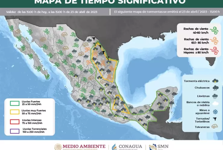 Clima en México 23 de abril
