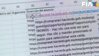 Captura de pantalla de un Excel de todos los enlaces que desaparecieron del CompraNet.