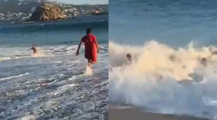 Guardavidas rescatan a turistas en playa de Acapulco