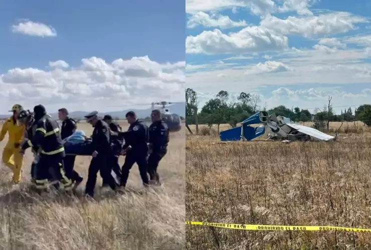 Dos lesionados tras caída de avioneta cerca del Aeropuerto de Aguascalientes