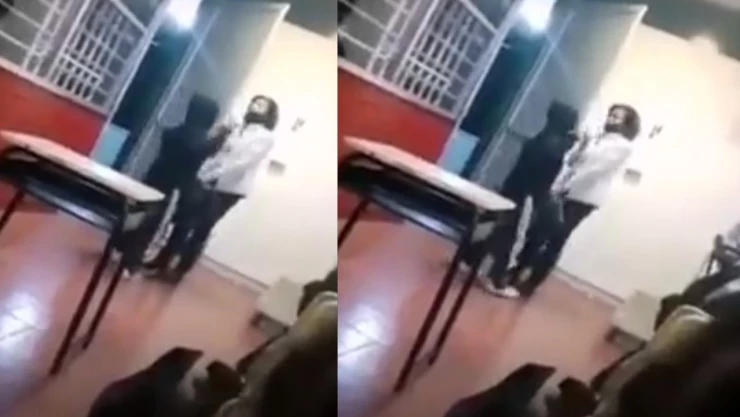 Estudiante de secundaria amenaza a maestra con tijeras