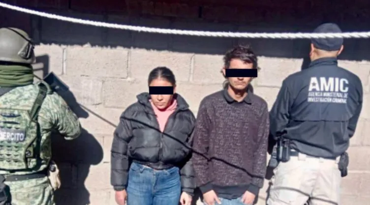 Gloria Guadalupe “N” y César Telésforo “N”, detenidos por trata de personas y corrupción de menores en Nogales, Sonora.