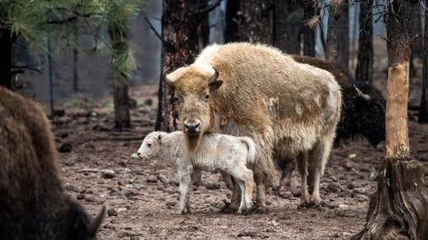 Nace un búfalo blanco en Yellowstone 