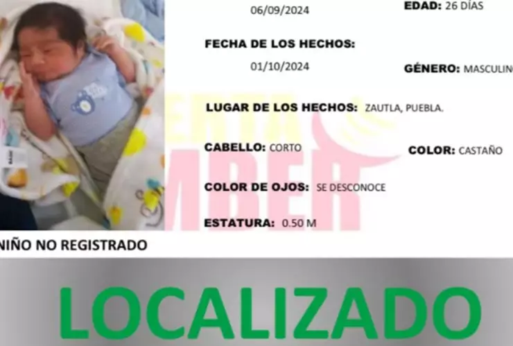 localizan a bebé secuestrado en zautla, puebla