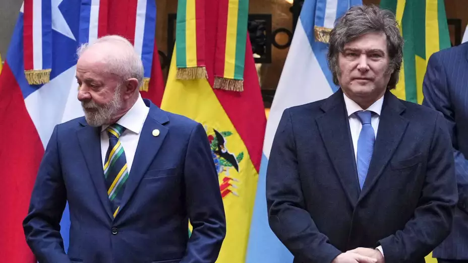 Los presidentes de Brasil, Luiz Inácio Lula da Silva, y de Argentina, Javier Milei.
