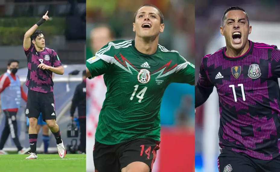 Raúl Jiménez, Chicharito Hernández Rogelio Funes Mori Selección Mexicana
