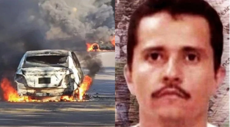 Auto quemado y el mencho