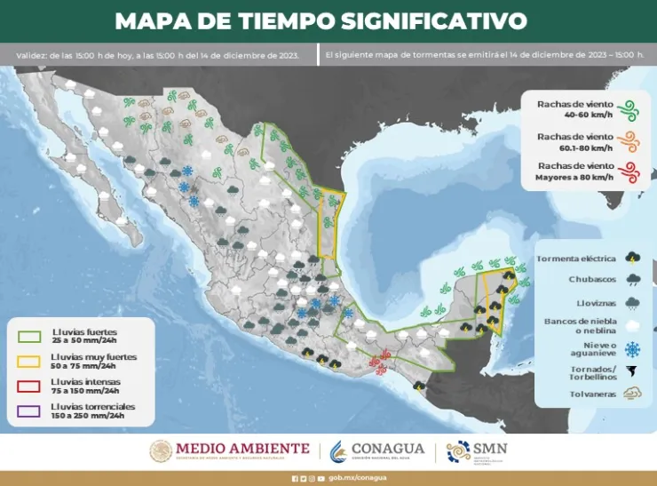 Clima en México hoy 14 de diciembre