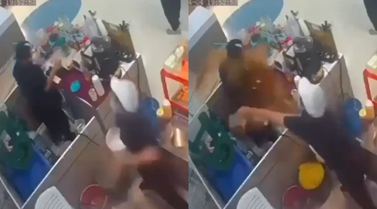 Mujer avienta aceite hirviendo a joven en un centro comercial de Tailandia