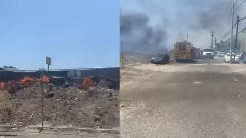 Incendio en cartonera de Los Pinos en Tijuana hoy martes 27 de mayo de 2025
