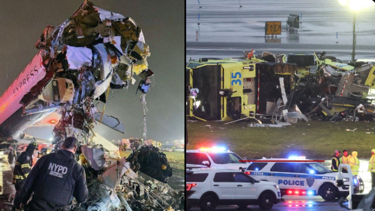 Avión choca contra camión de bomberos en aeropuerto de Nueva York; 41 heridos y 2 muertos